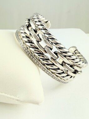 DAVID YURMAN 4-ROW DIAMOND WELLESLEY CUFF BRACELET